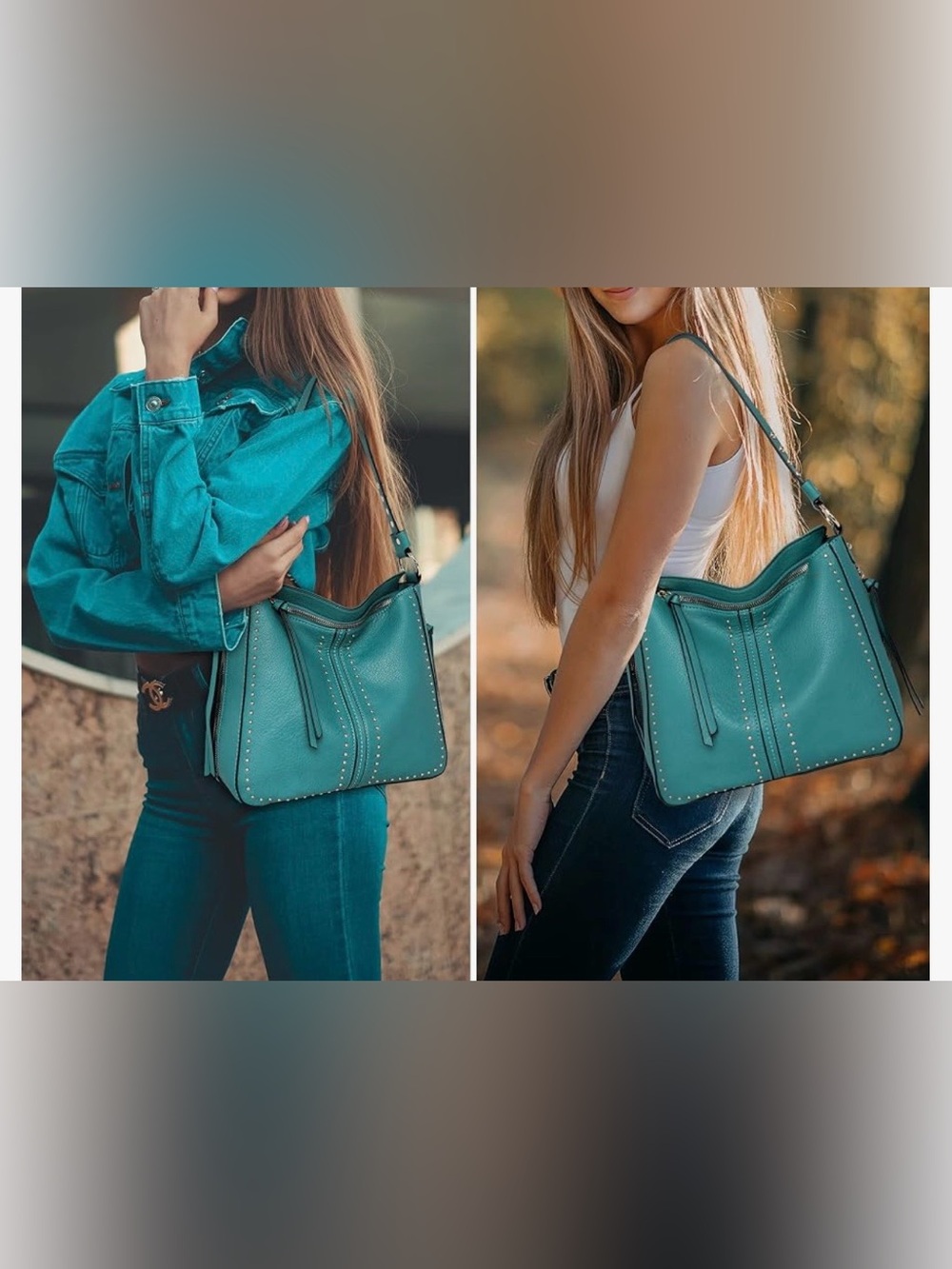 Montana West Teal Shoulder Bag with Stud Accents